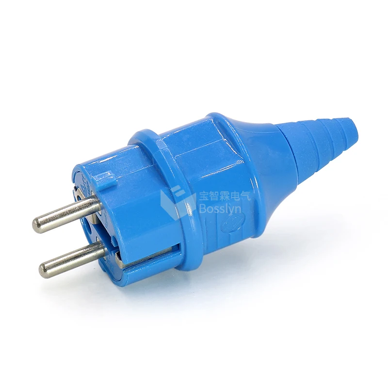 Durable quality schuko germany france type rewireable AC power connecter 250V 16A male plug