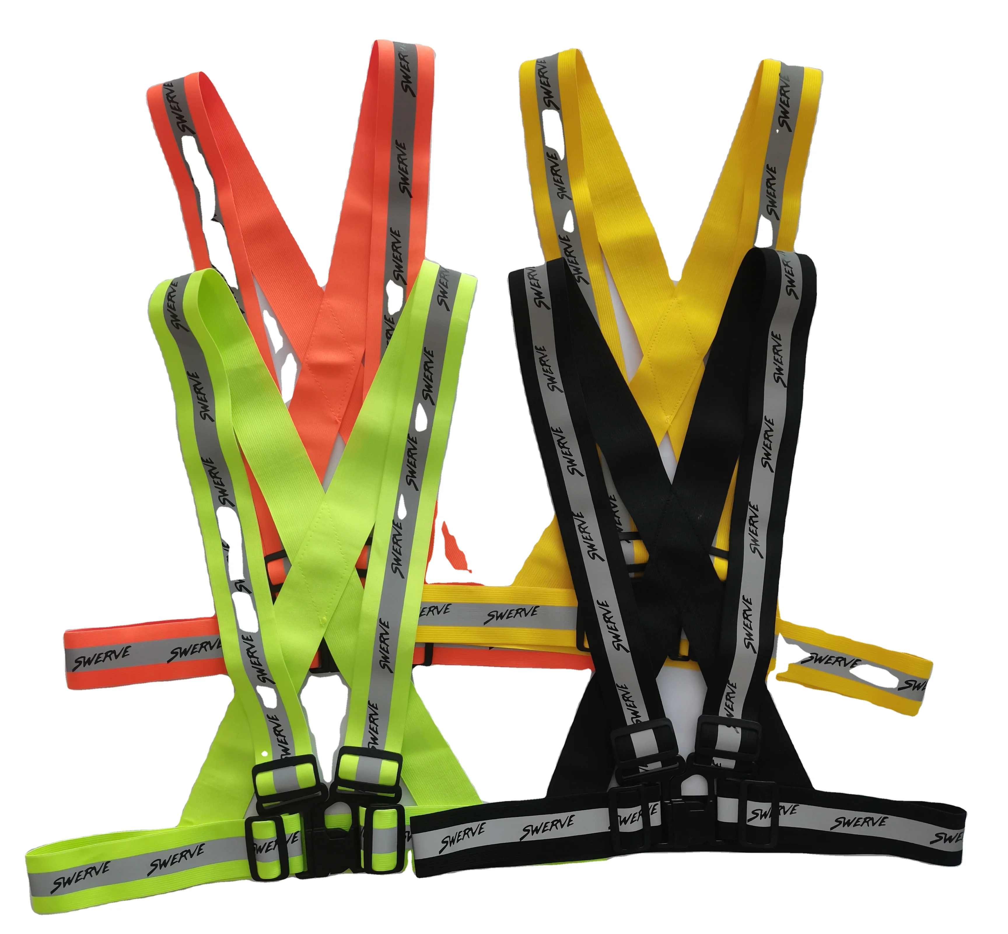 Fluorescent Yellow Orange Black Running OEM ODM EN17353 Reflective Safety Belt For Biking Sports