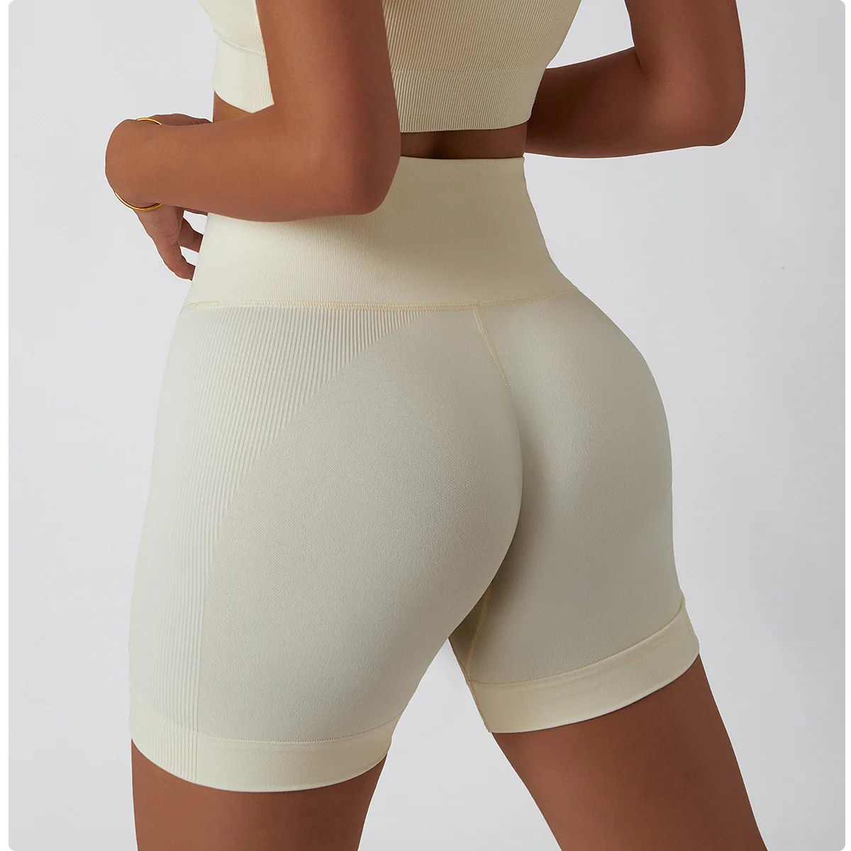 women seamless tummy control scrunch butt-lifting Yoga Ribbed Shorts Gym Fitness Running women booty bike shorts