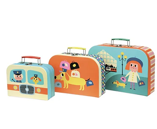 custom baby birthday gift box cardboard kids suitcase box children toy cardboard suitcase box with metal handle