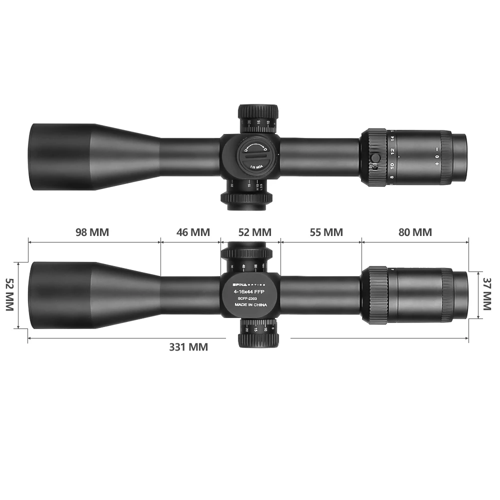 SPINA OPTICS 4-16x44 FFP Long Range Optic Sights Hunting Scope
