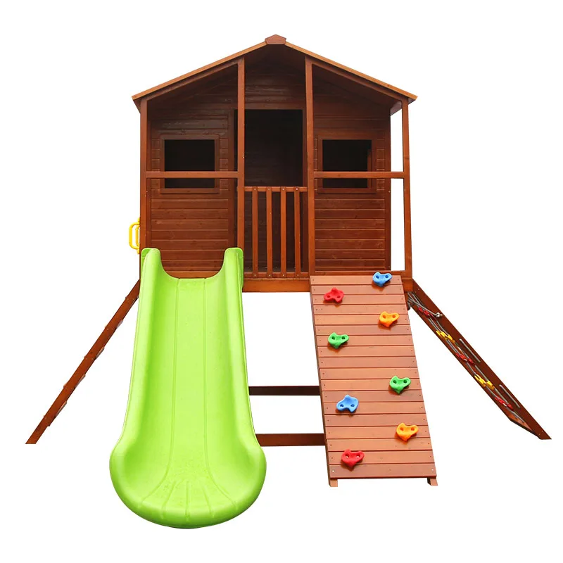 Large Used Wooden Kids Backyard Playground Outdoor Playhouses with Slide And Sandbox for sale