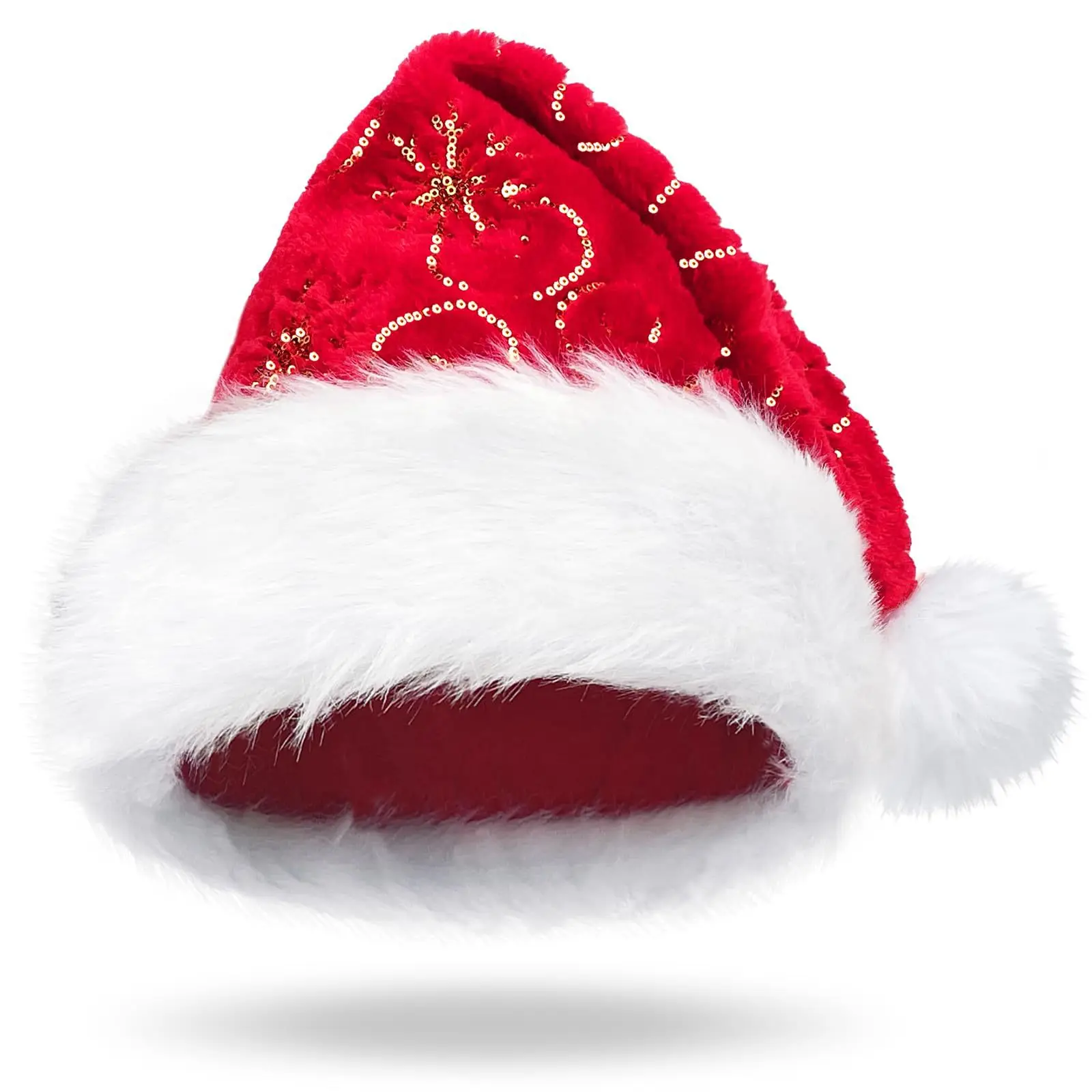 High texture Santa hat Sequin decorative  embroidered santa claus hat Christmas party dress up santa hat christmas