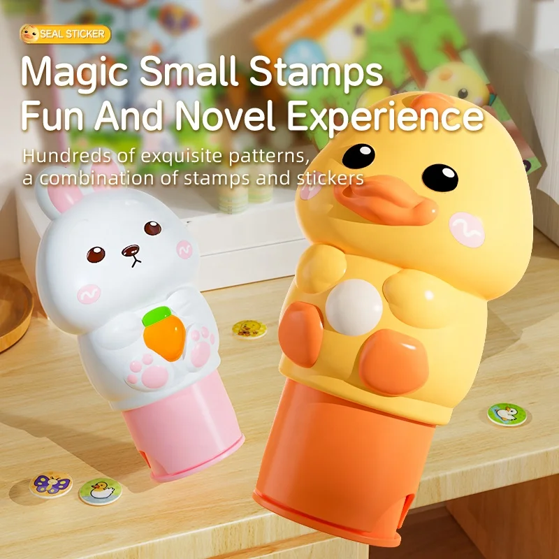 Kids Drawing Larning Toys Magic Seal Sticker Toy Cute Animal Shape Waterproof Stickers Set Seal Stamp For Kids