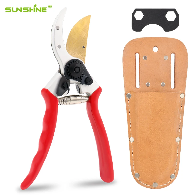 SUNSHINE Flowers Gardening Scissors Stainless Steel Pruner Garden Durable Garden Shears for Plants with Leather Holster & Tool