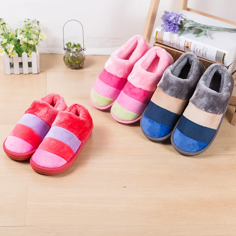 2022 winter indoor home bedroom cotton slippers for men and women thick-soled non-slip furry fluffy ladies slippers