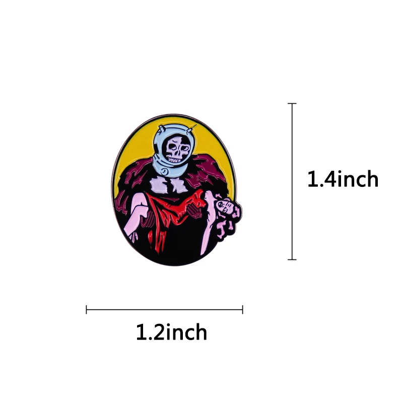 Beauty and the Skeleton Gorilla King Kong holding sexy women in Red enamel pin 1933 classic Movie Vintage Poster art badge Pin