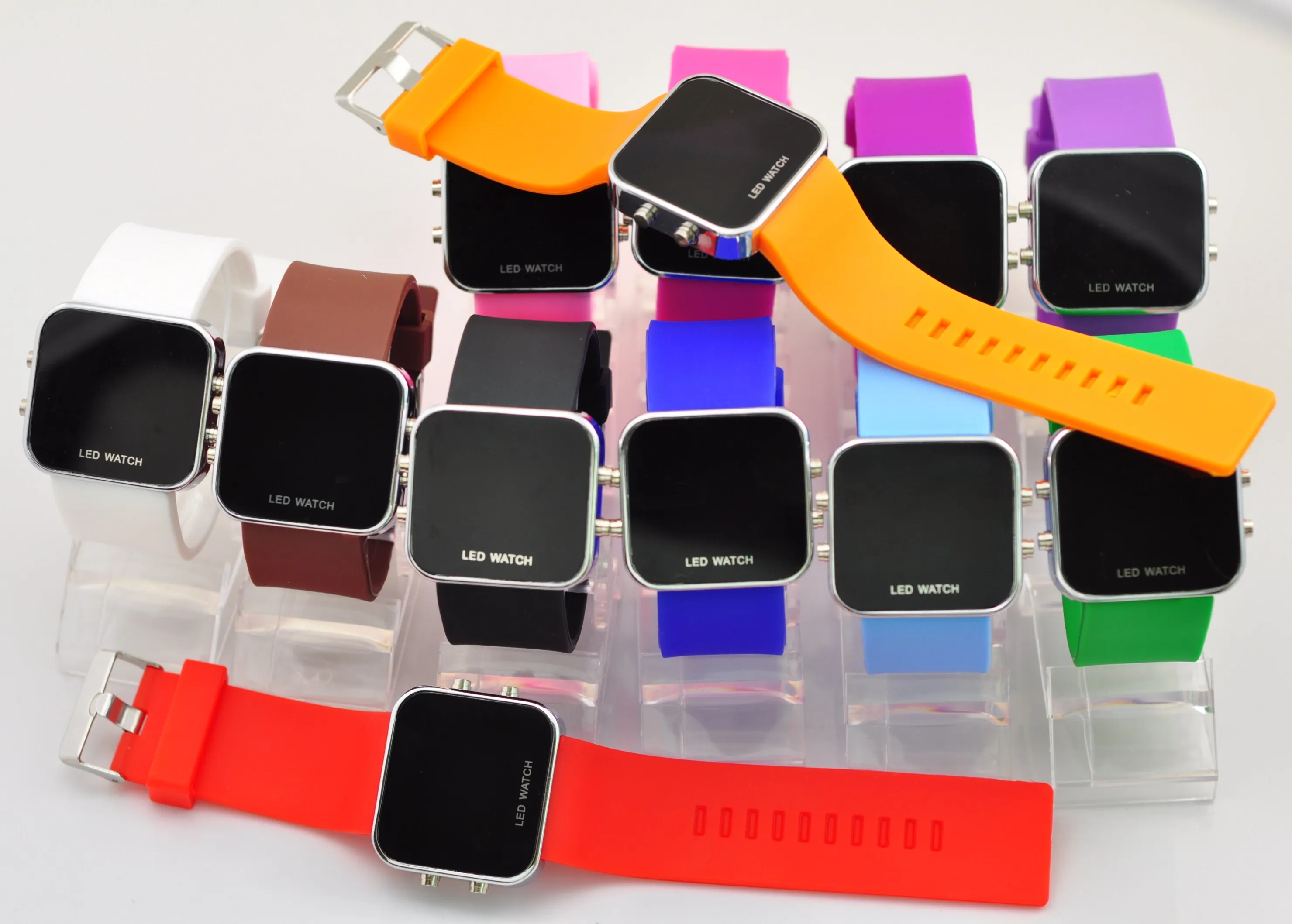 Hot Sale Healthy Fashion White LED Watch Customs own logo printing design Silicone rubber strap