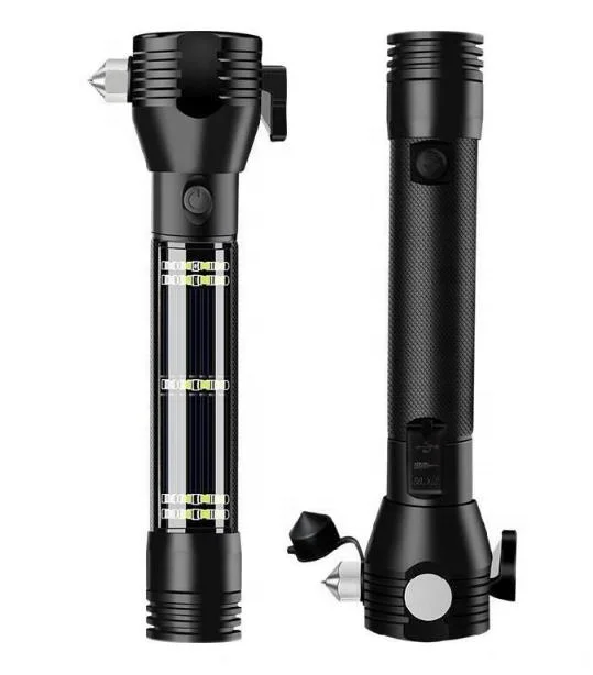 8 in 1 Multi Function emergency safety hammer with USB Rechargeable Solar Flash Light,Glass Breaker,seatbelt cutter and magnet