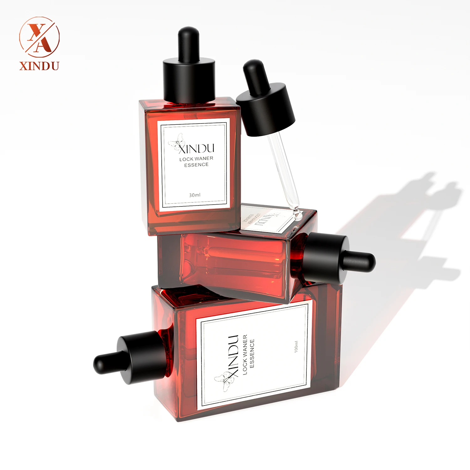 Square 30ml 50ml 100ml Essential Oil Rectangle Glass Dropper Bottles with Pipette dropper Cap for for Cosmetic Container