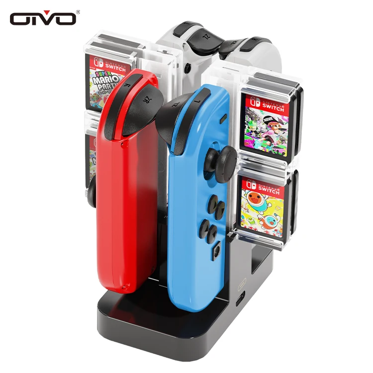 OIVO Brand 4 in 1 Portable Individual LED Charging Dock Controller Charger Station for Nintendo Switch Joy Con Game