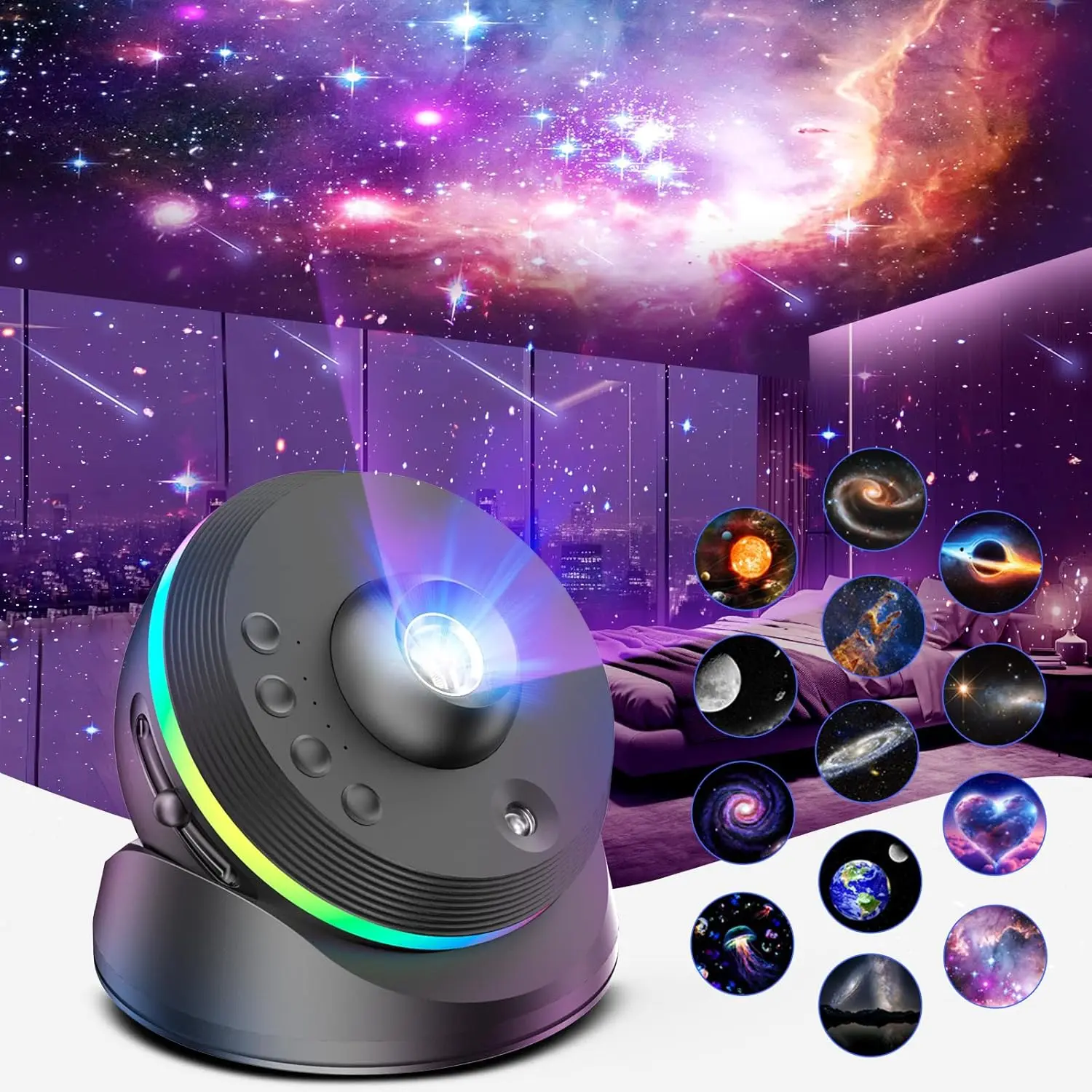 Meteor Galaxy Projector, 13 in 1 Planetarium Star Projector Realistic Starry Sky Night Light with Solar System Constellation