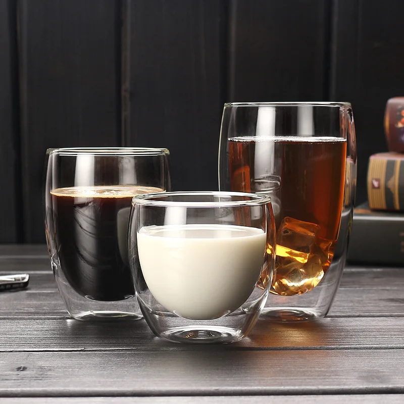 High Borosilicate Double wall tumbler whiskey Transparent glass