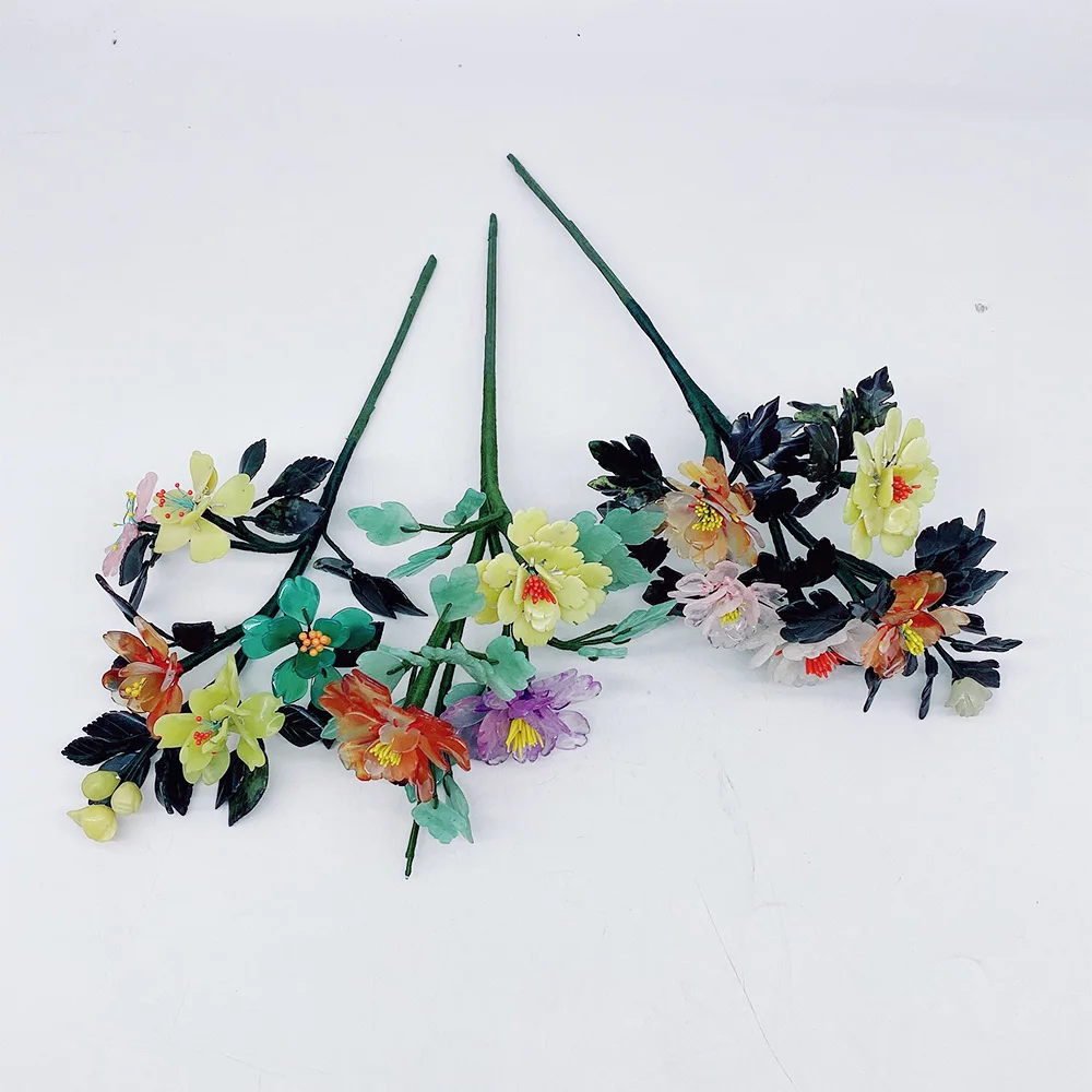 Jade carving natural single stemmed peony artificial flower Real Touch DIY butterfly orchid family single branch bouquet