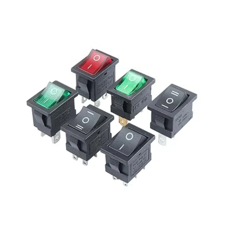 KCD4-201N 4-контактный 2-позиционный кулисный переключатель 16A/250V красная кнопка включения/выключения с красным светом