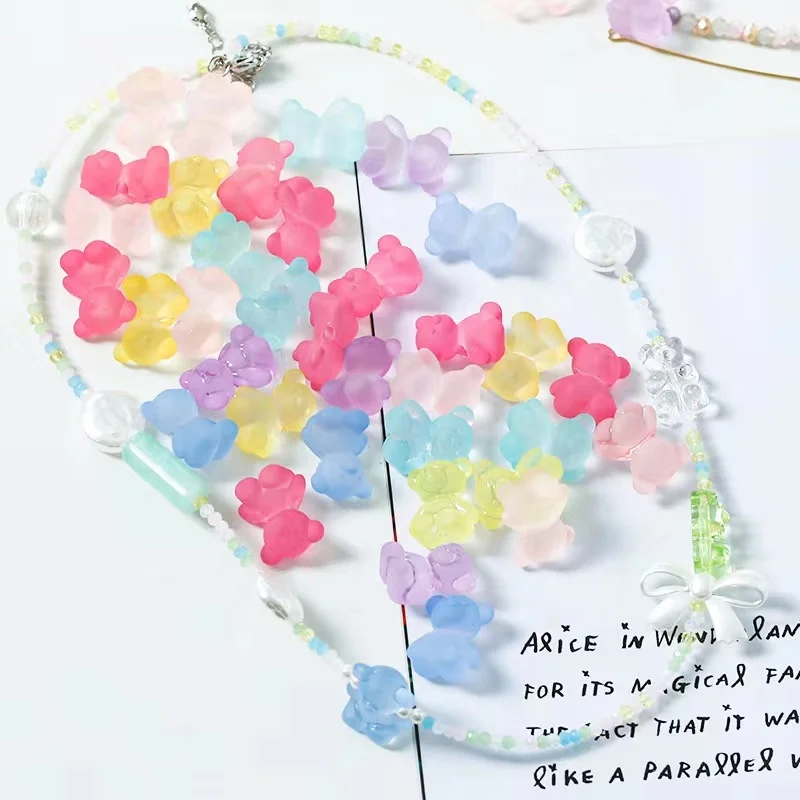 Wholesale 2022 New Arrival 50pcs/bag Matte Clear Color Acrylic Bear Beads For DIY Bracelet Jewelry Making