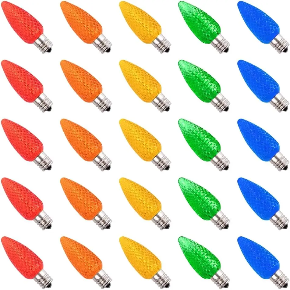 C9 Led Replacement Bulbs Christmas String Light, Colored Light Bulbs Shatterproof Holiday Decoration, E17 Screw Base,