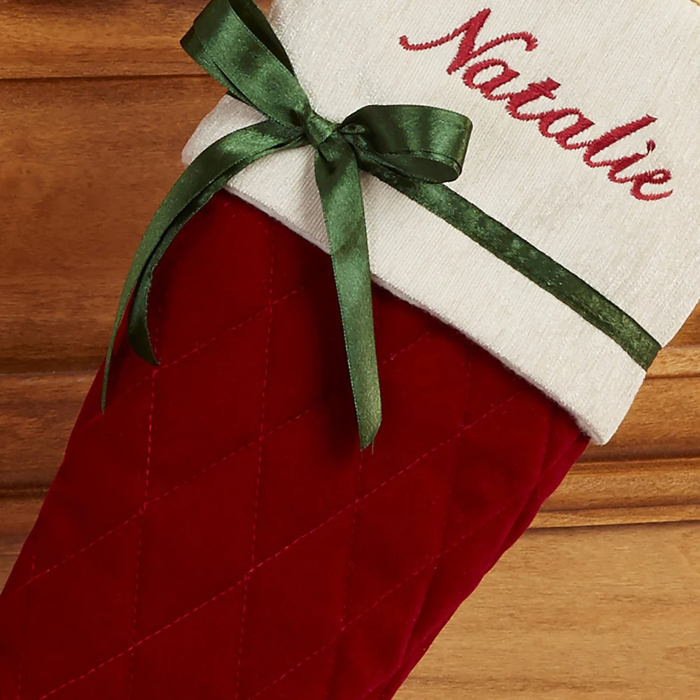 Wholesale Custom Kids Candy Storage Embroidery Santa Velvet Luxury Christmas Stocking