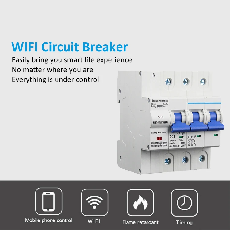 Smart Wireless WIFI Controlled 3P Vacuum Circuit Breaker Air Switch with Alexa and Google Home