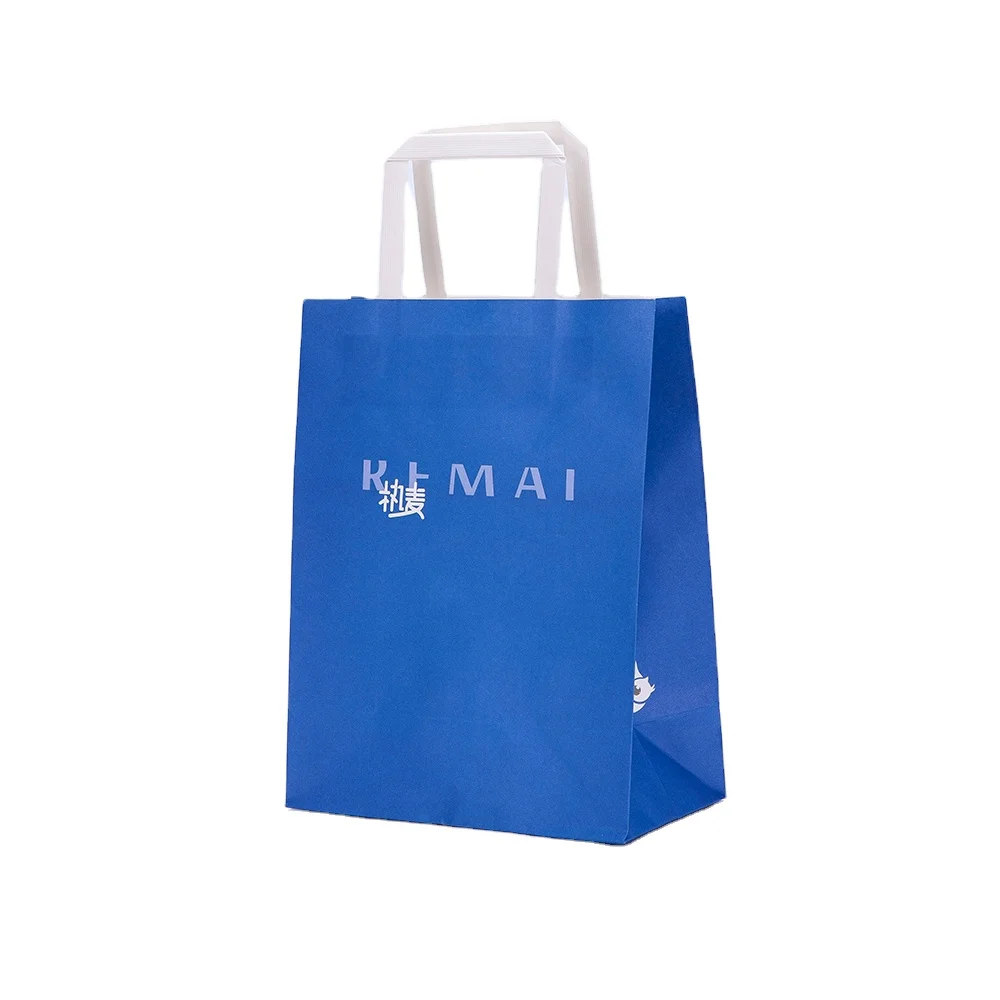 Brown or Blue Paper Food Bags/Paper Shopping Bag/Durable Kraft Paper Bags Accept Print Logo
