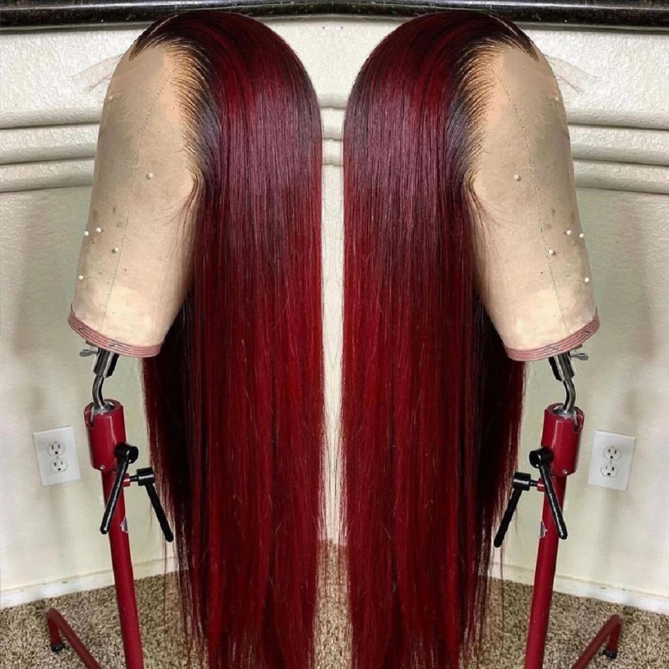 Colored Wig Human Hair 99j Burgundy Red 360 Full Lace Front Wig Brazilian Virgin Transparent Hd Lace Frontal Wig For Black Women