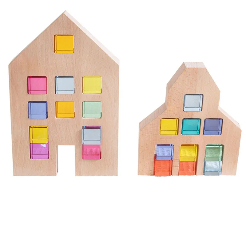 Creative Acrylic Rainbow Building Blocks of 100pcs Gem Blocks For Kids Learning Color stacking Toys