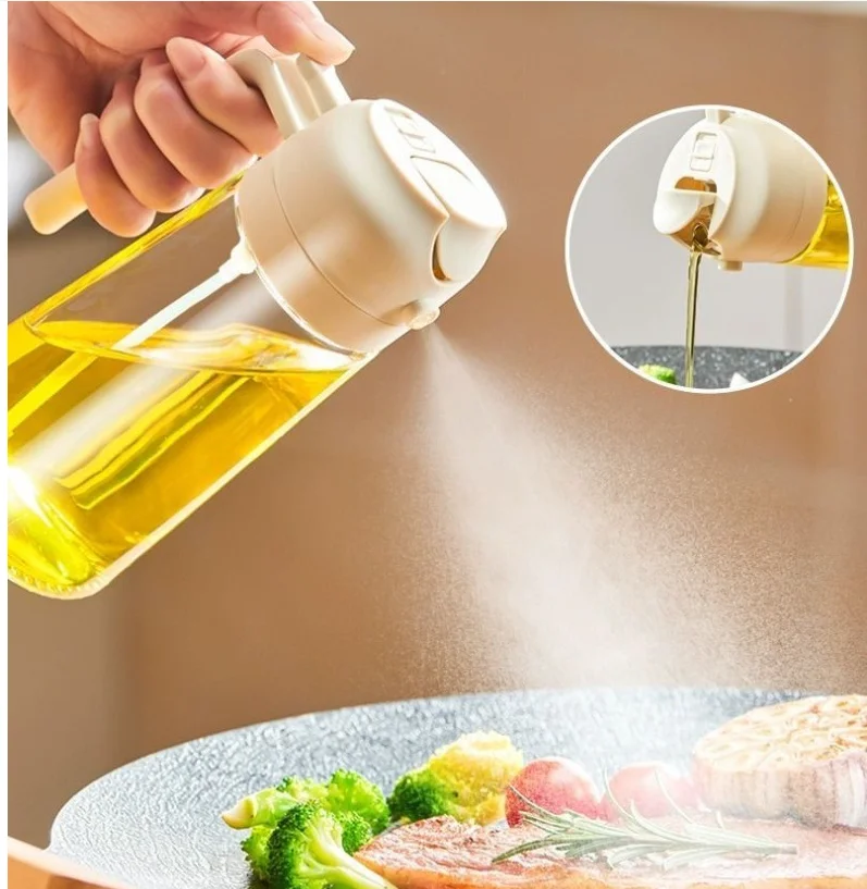 Luxury Multifunction Glass 2 In 1 Oil Mister Vinegar Dispenser Bottle Olive Oil Sprayers Oil Spray Bottle for Kitchen Cooking