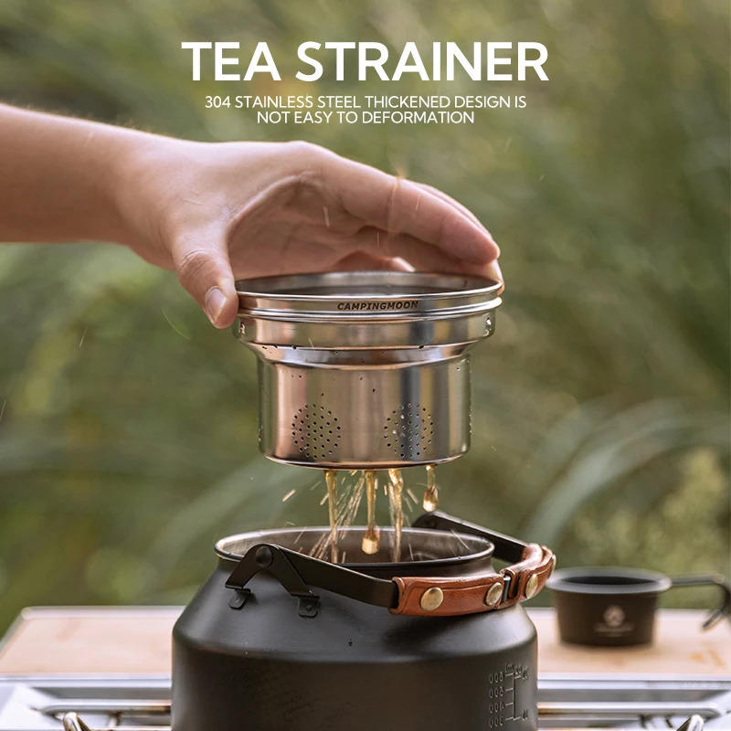 Campingmoon camping water kettle tea infuser outdoor cooking stainless steel tea filter