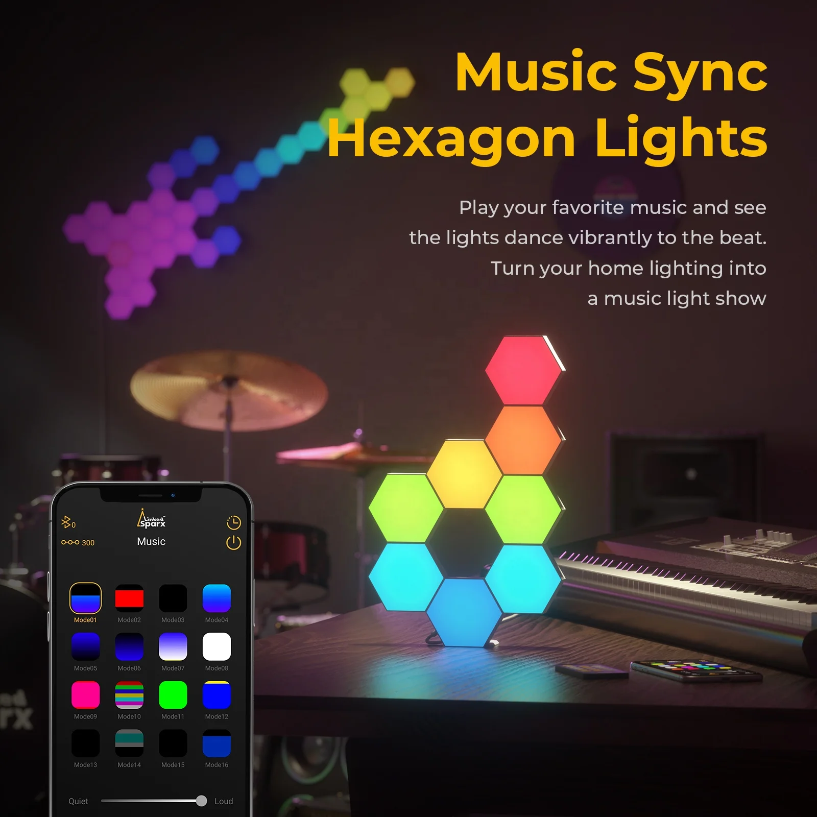 DIY 2024 Smart RGB шестиугольный сотовый новый игровой модульный шестигранный украшение дома светодиодные фонари