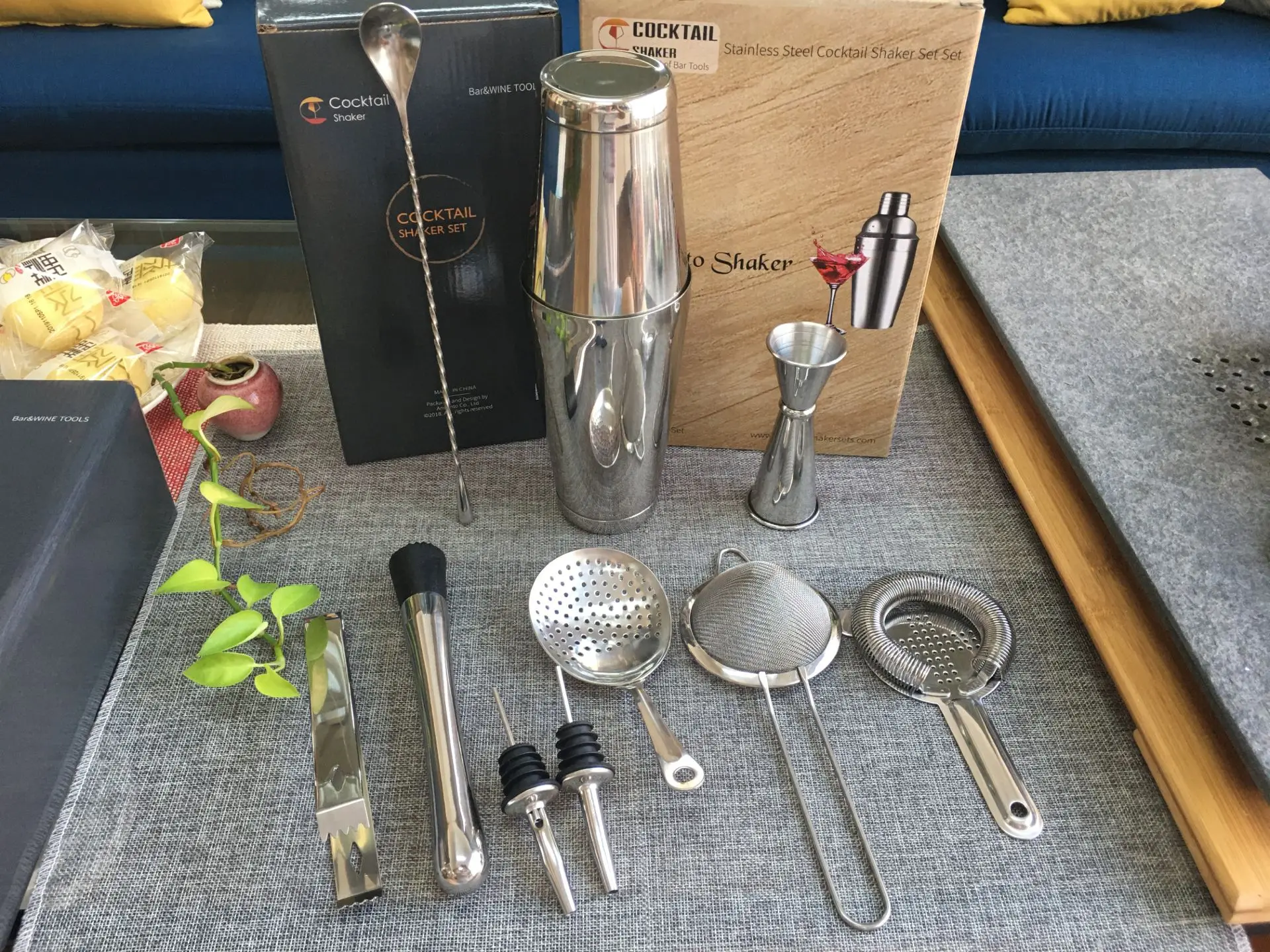  Комплект из 11 предметов Бостонского шейкера кокtailshaker 750 мл серебряного цвета Блестящий профессиональный набор для бара нержавеющей стали аксессуары