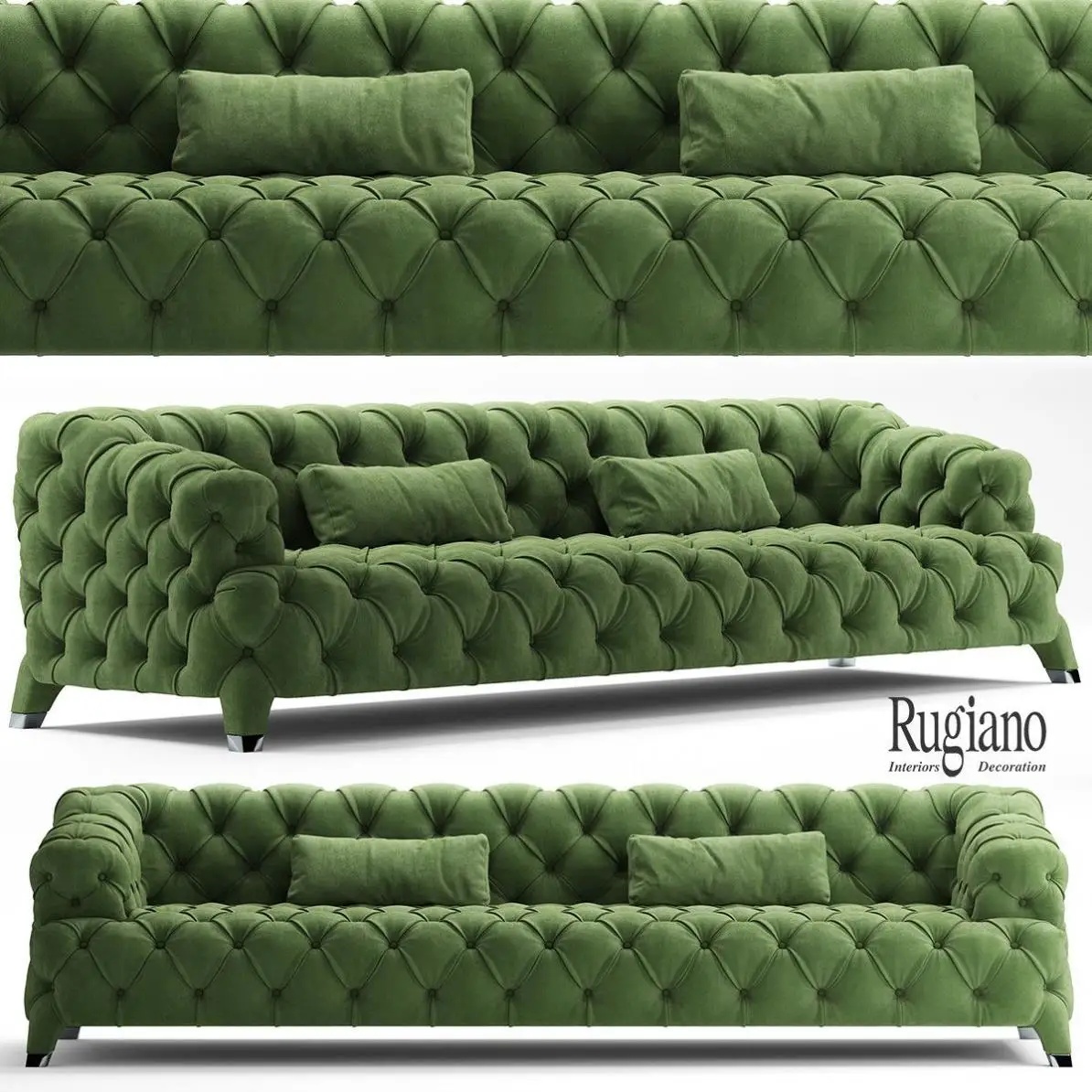 Modern Tufted Velvet Fabric Living Room Sofa Set