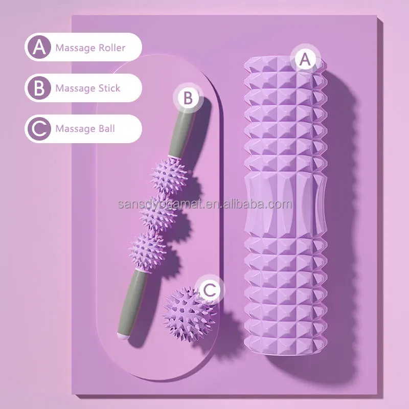 Sansd 33/45cm High Density Sports Roller Wholesale Custom Hollow EVA Foam Roller Fitness Muscle Massage Soft Net Fitness Roller