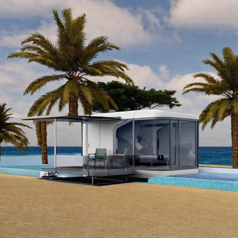 Luxury Modern Prefabricated Steel Structure Mobile Prefab Camp Space Capsule Container Houses for Hotel Use