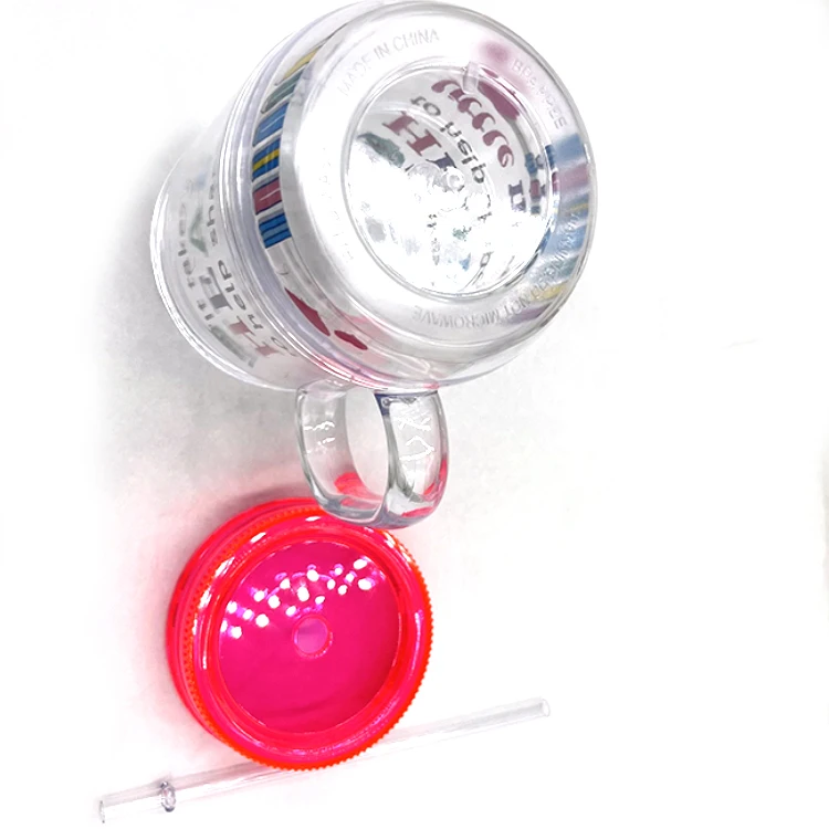 Custom Reusable Travel Ice Coffee Mugs Double Wall Tumblers Insulate Clear Plastic Cup With Straw And Lid