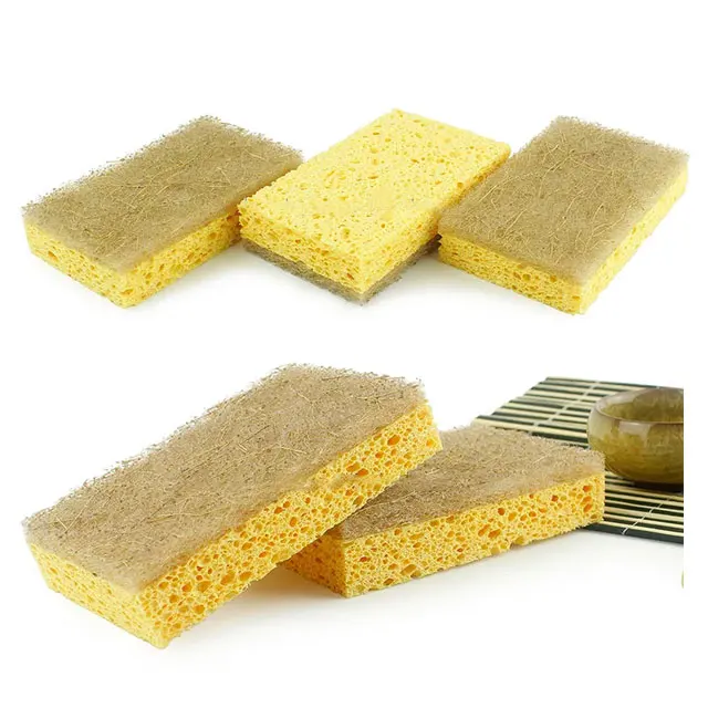 Hot selling Natural Cellulose Wood Pulp Sponge Scouring Pad for kitchen cleaning