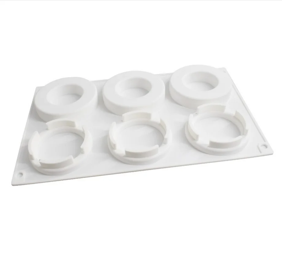 6 Cavities Circular Ring Shape Silicone French Dessert Mousse Mold For Pastry Baking Fondant Cake Decoration Chocolate Making