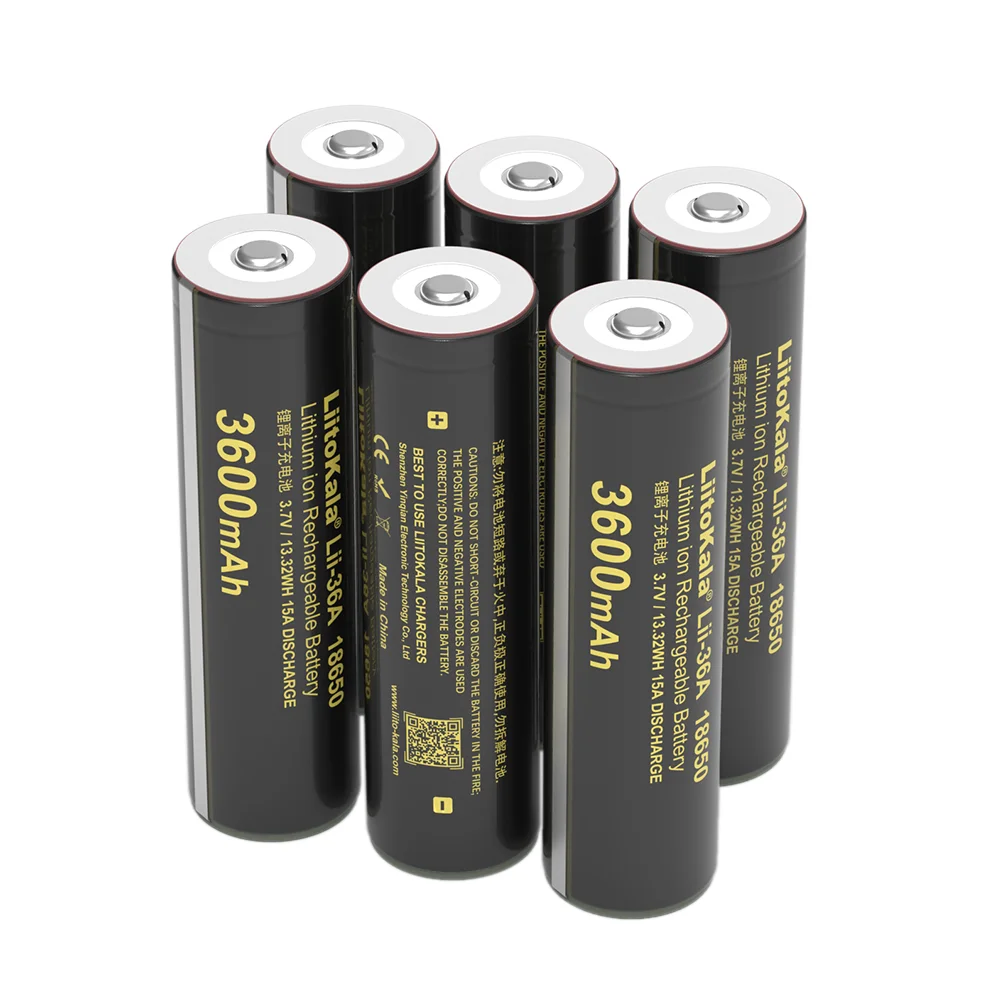 Liitokala Lii-36A Protective Board 3600mAh Rechargeable 18650 Cylindrical Lithium Ion Battery for Toys Power Tools 15A Discharge