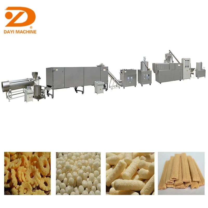 korean corn tube sticks puffing rice snack making machine puffed snack packing cutting machine