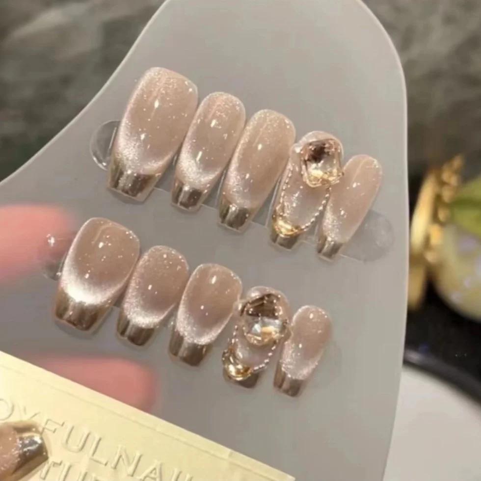 High Quality French Tips Coffin Designed Nails Wholesale Luxury Acrylic False Fingernails Supply Press On Nails With Glue