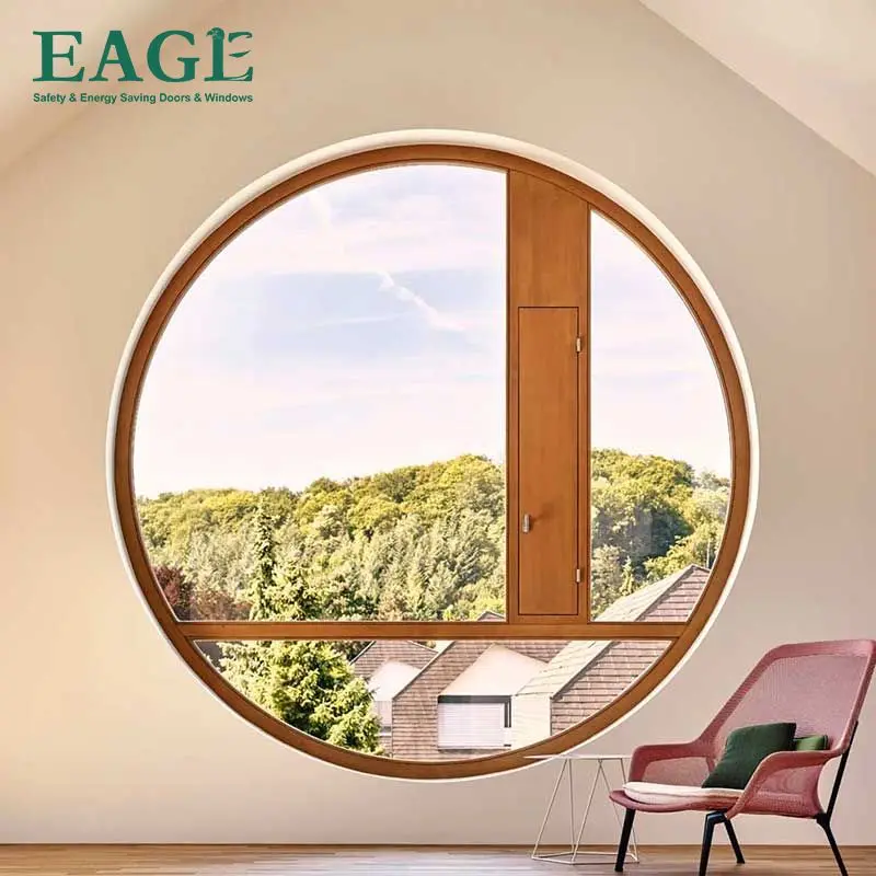 Arched round design aluminum windows double layer tempered glass with 304SS insect net