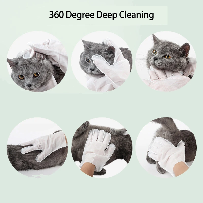 Custom OEM Pet Grooming Gloves Wipes Dog Cat Cleaning Wet Gloves Wipes for Daily Care and Traveling