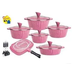 Dessini 21pcs cookware set with medical stone non-stick aluminum die-casting pan set  pot soup pot kitchen
