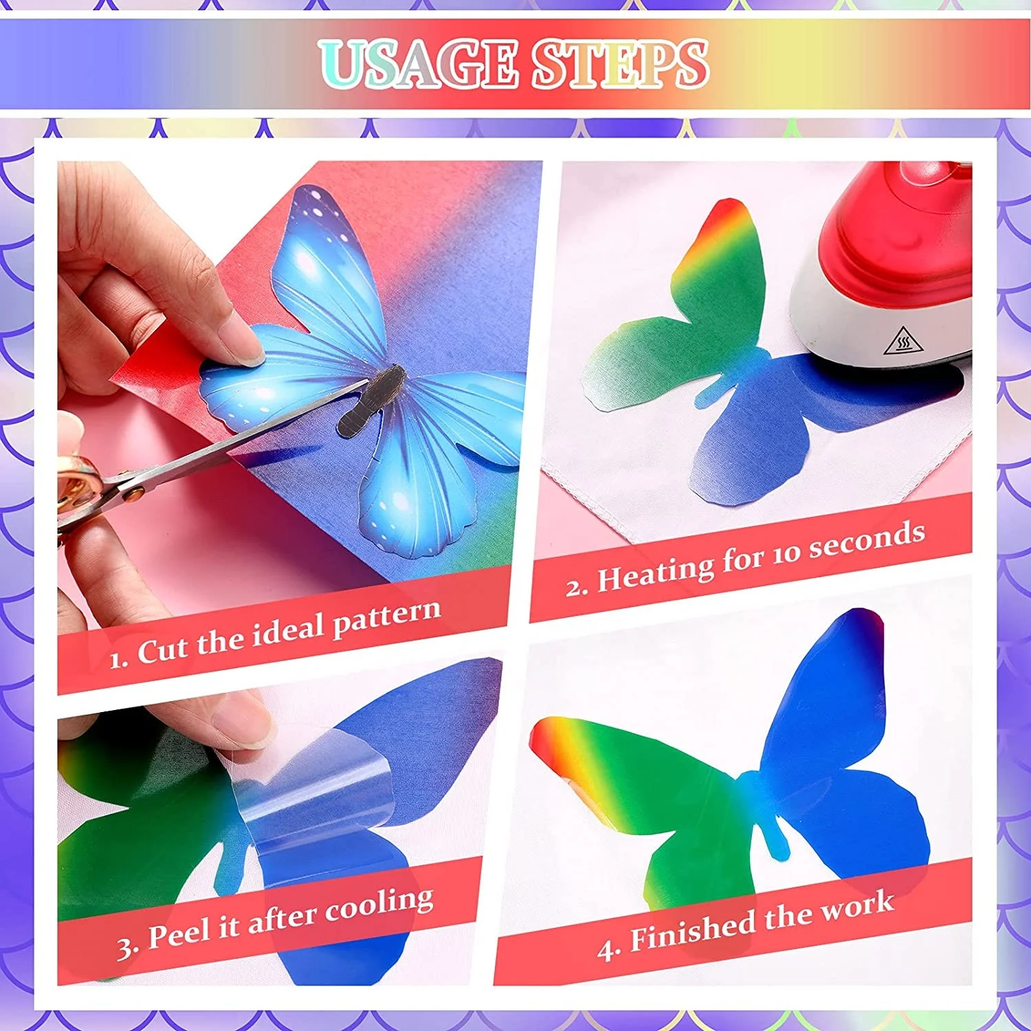 MENGQI Vinyl Paper Heat Transfer PU Heat Transfer Rainbow Cricut Vinyl