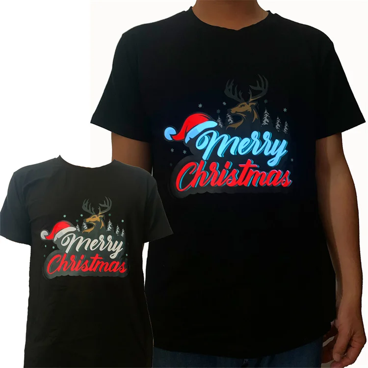 Party Rave Supply Washable Light Up Flashing EL Equalizer Sound Active Led shirts For Rock Disco Party DJ