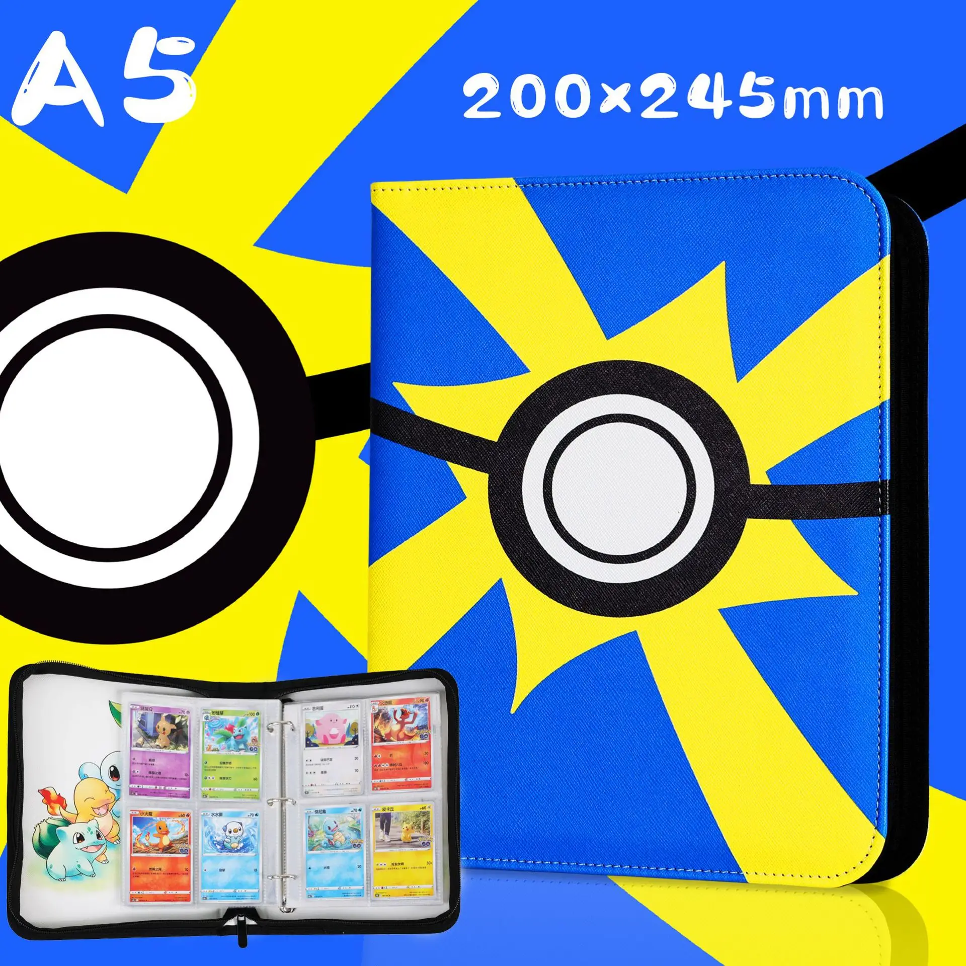 Amazon hot selling large capacity design card 4 grid 9 grid loose leaf PU card storage bag