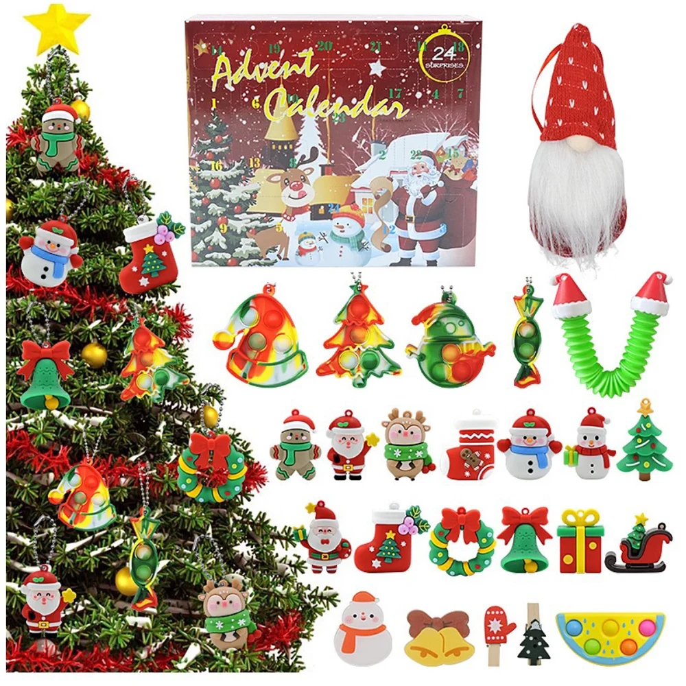 22 Wholesale Kids Toy Gift Box Christmas Mochi Squishy Toy Mini Animals Squishies 24 Days Christmas Advent Calendar