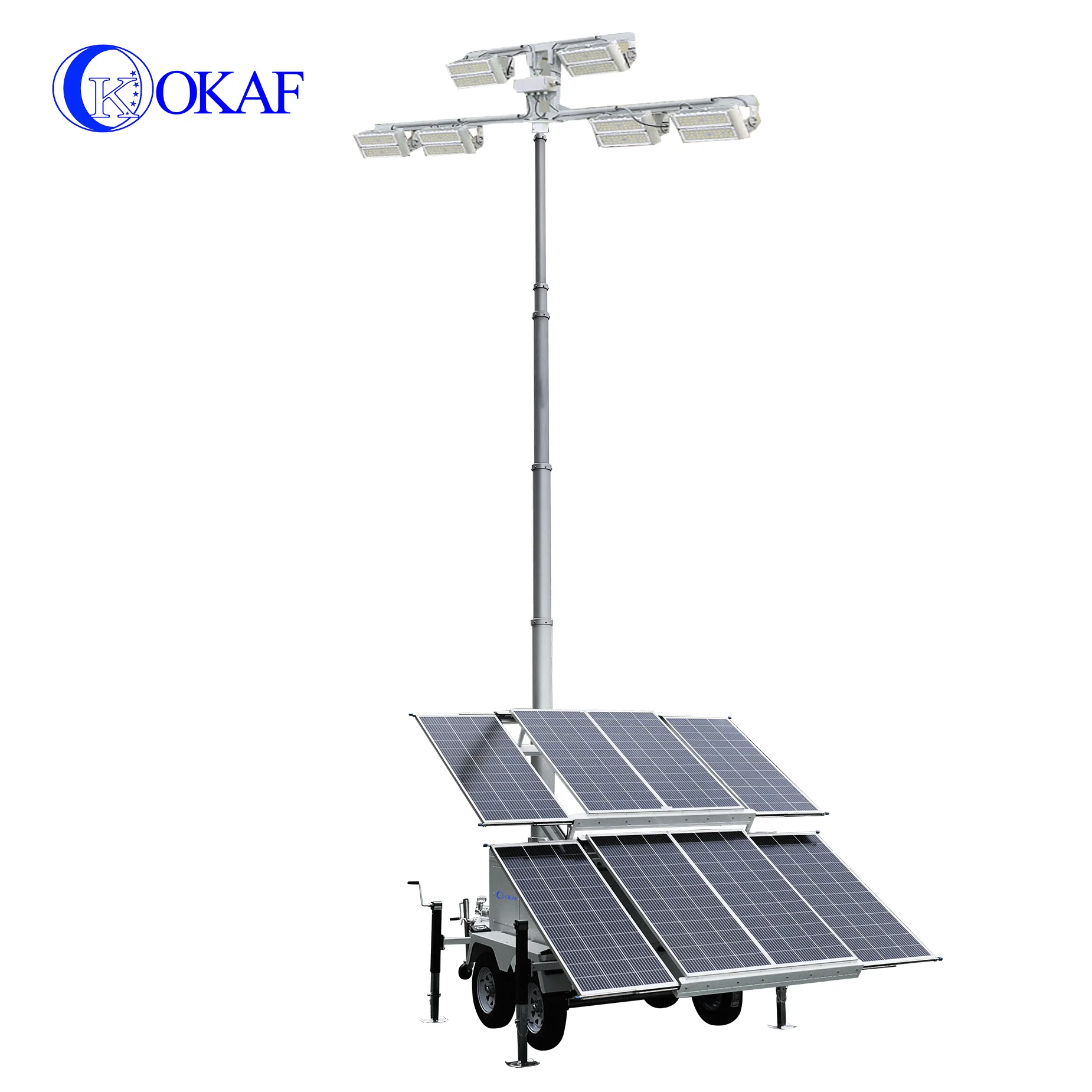 10m hydraulic high mast led light solar power mobile flood light tower temporary lighting for rent