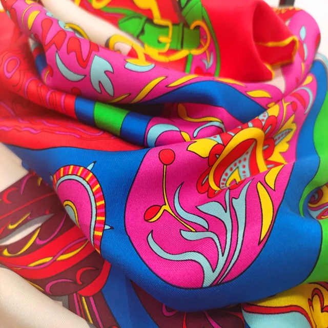 Модный дышащий шелковый шарф с квадратным принтом, Шелковый платок для хиджаба, хиджаб для женщин