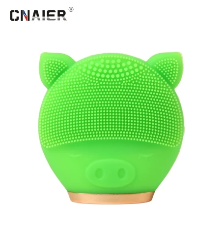 
AE-616A CNAIER Rechargeable waterproof Electric sonic silicone facial cleaning brush cute cartoon design facial cleansing brush 