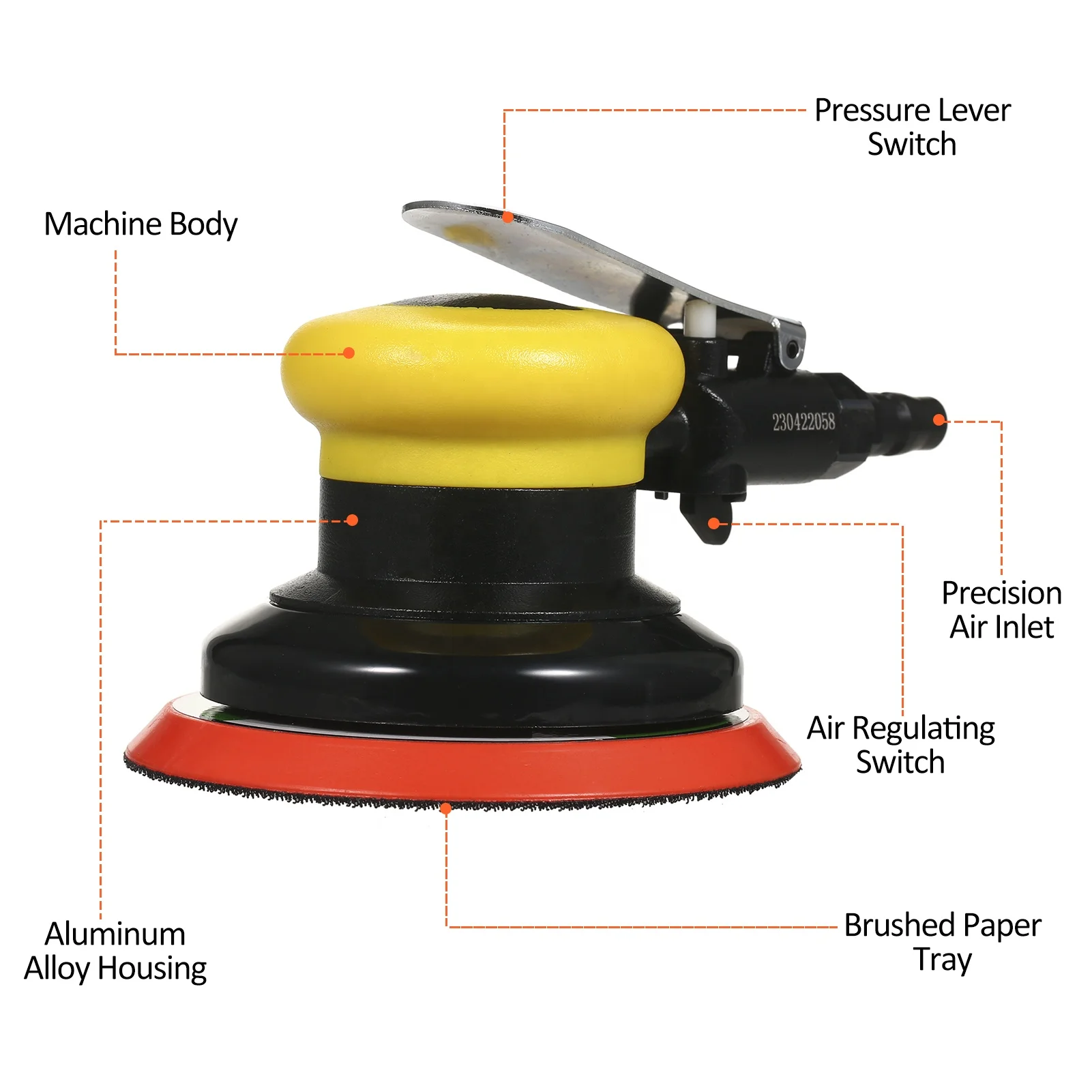 Air Random Orbital Sander 5' Vacuum Air Sander Non-vacuum Pneumatic Sandpaper Polished Grinding Machine Pneumatic Sander